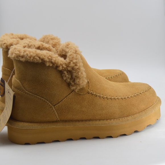 BEARPAW MAEVE PLATFORM SUEDE LEATHER ANKLE BOOTS ICED COFFEE COLOR SIZE 8 NWT - Picture 3 of 8